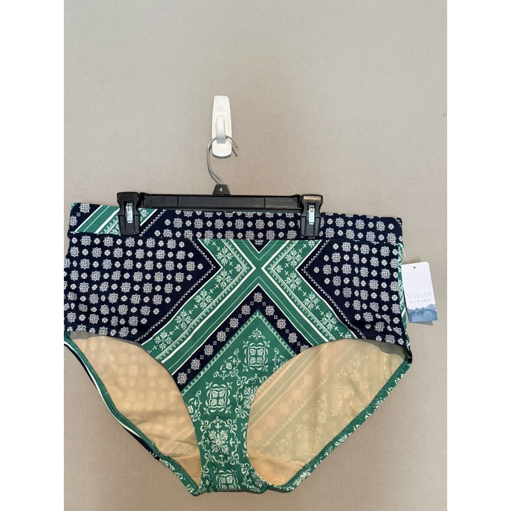 Swim By Cacique Swimsuit Bottoms Plus Size 26 Paisley Green High Waist Women NEW